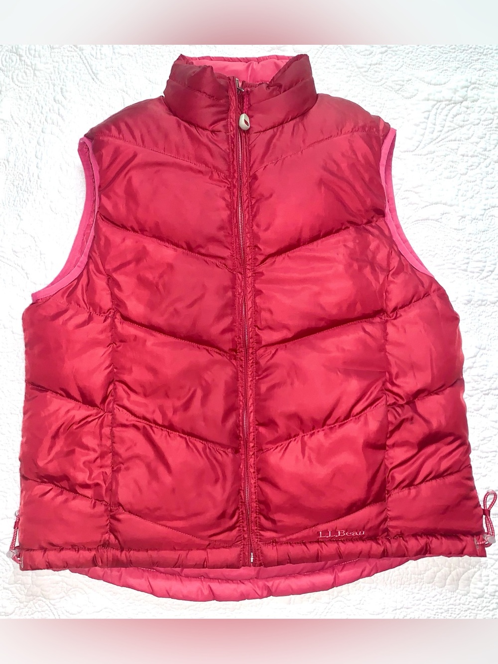 LL Bean Reversible Down Vest Raspberry Cranberry - Picture 4 of 7